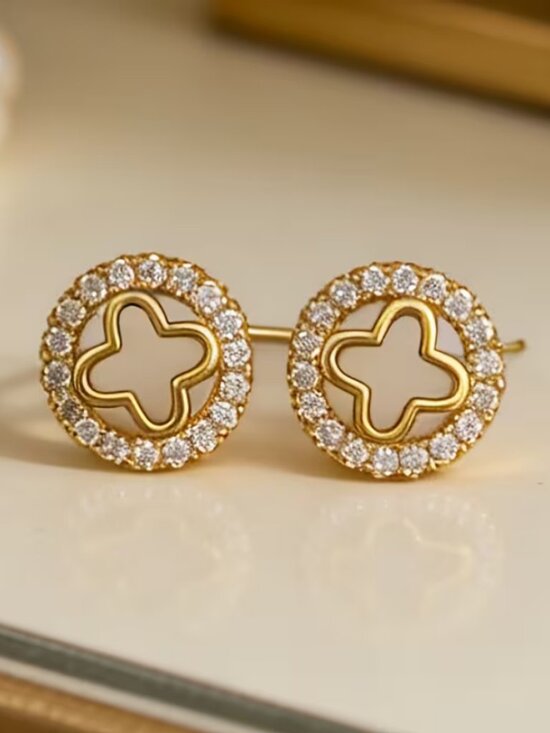 18K Gold Womens 2ct Diamond Round Stud Earrings New 18 K Silver Studs Jewelry